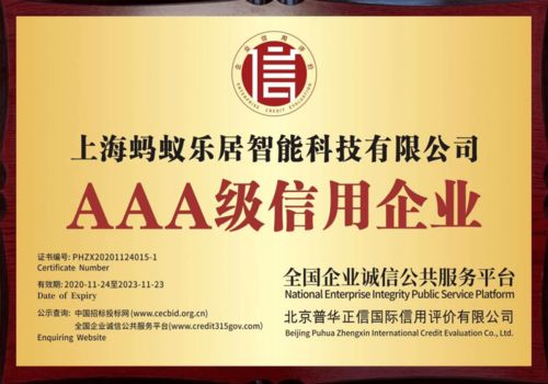 喜報(bào)連連 螞蟻樂居被評為全國aaa級信用企業(yè)